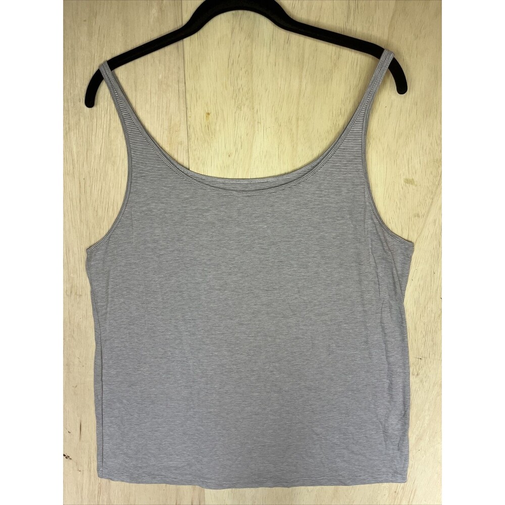 EILEEN FISHER Size XL Tank Top Shirt Scoop Neck Striped Cotton Stretch Jersey
